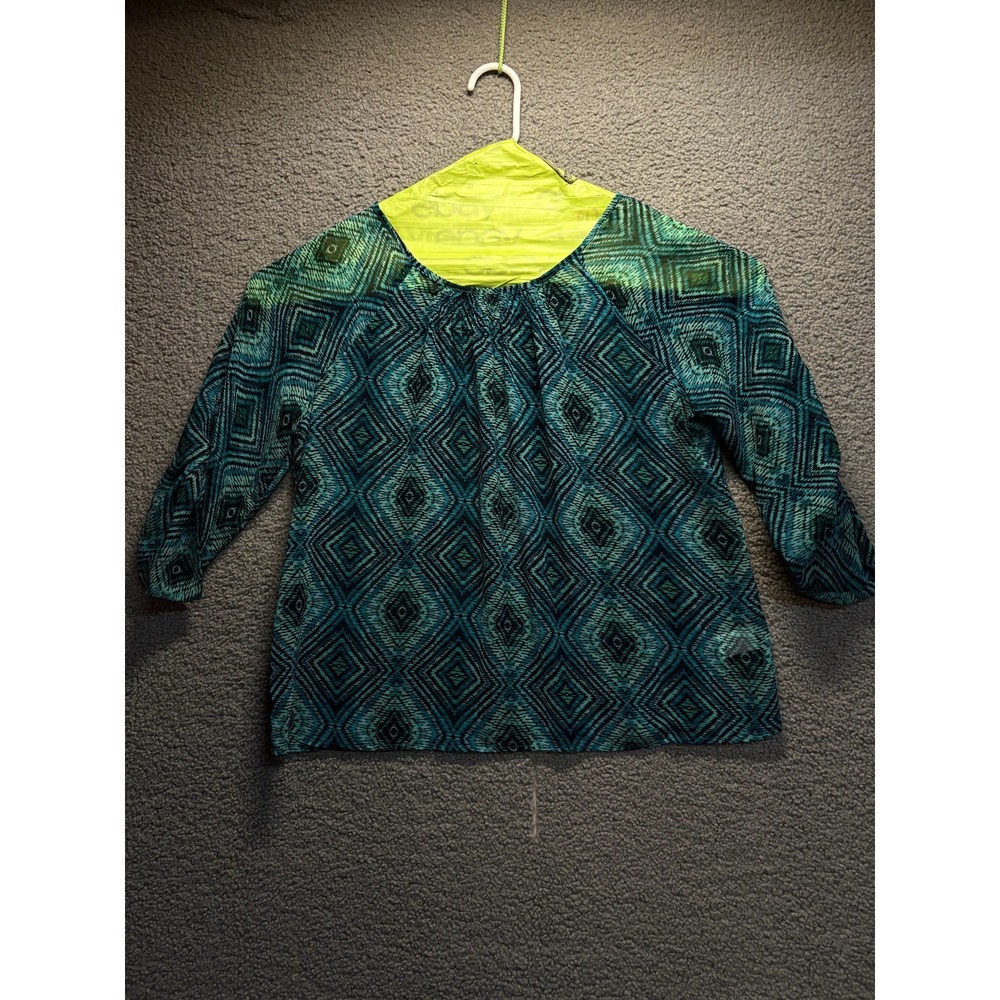 Croft Barrow Size Large Womens Multicolor‎ Printed  3/4 Sleeve  Top